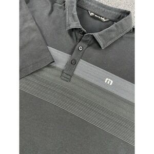 TravisMathew Polo Shirt XXL Black Gray Stripe Golf Peru 25.5x3